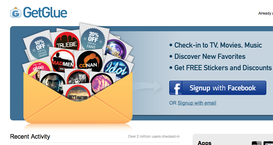 Check-in to entertainment with GetGlue. Connect with friends, discover new favorites, and unlock FREE stickers and discounts.